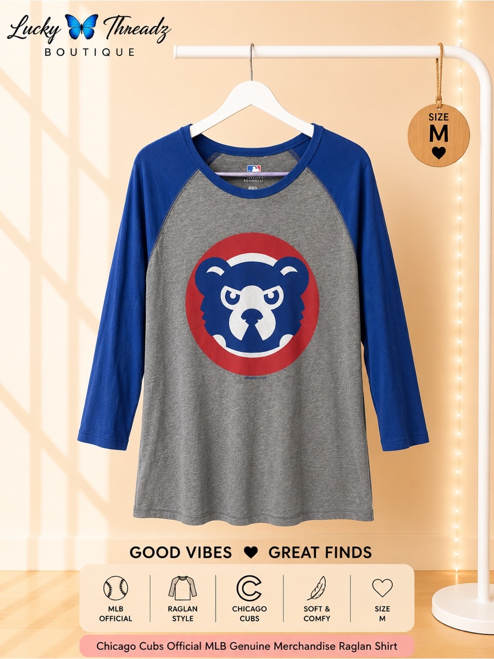 Chicago Cubs Official MLB Genuine Merchandise Raglan Shirt Size M